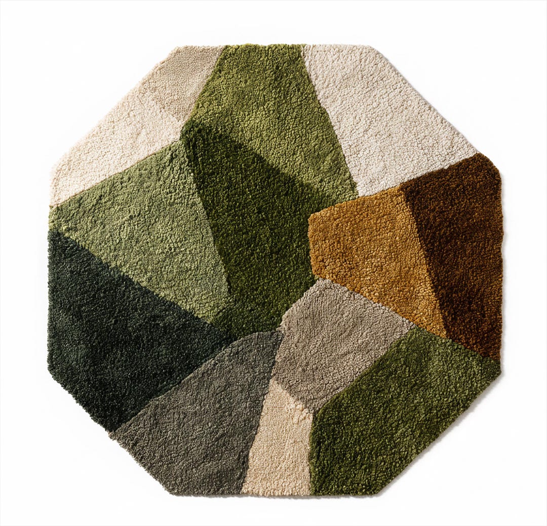 Hand Tufted Wool Geometric Octagon Rug, Modern Faceted Irregular Shape ...