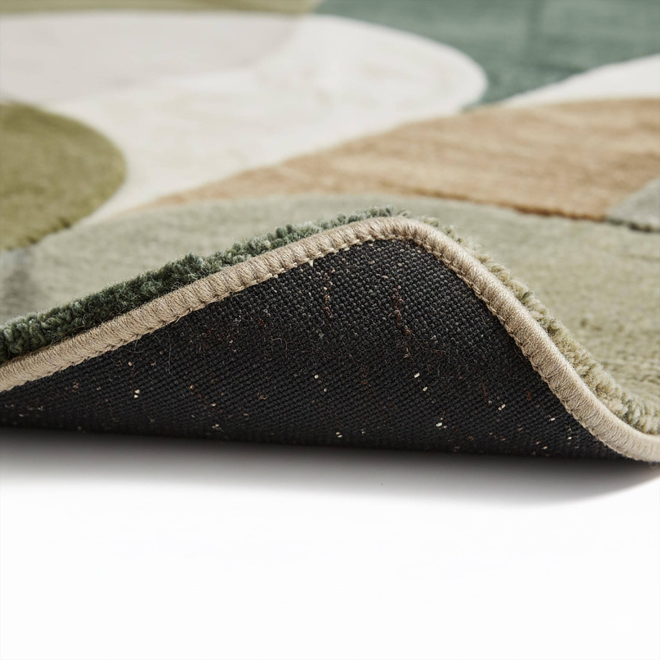 Abstract Leaf Pattern Area Rug Sage Green & Olive Abstract Hand-tufted Wool Rug - Rectangle Modern ...