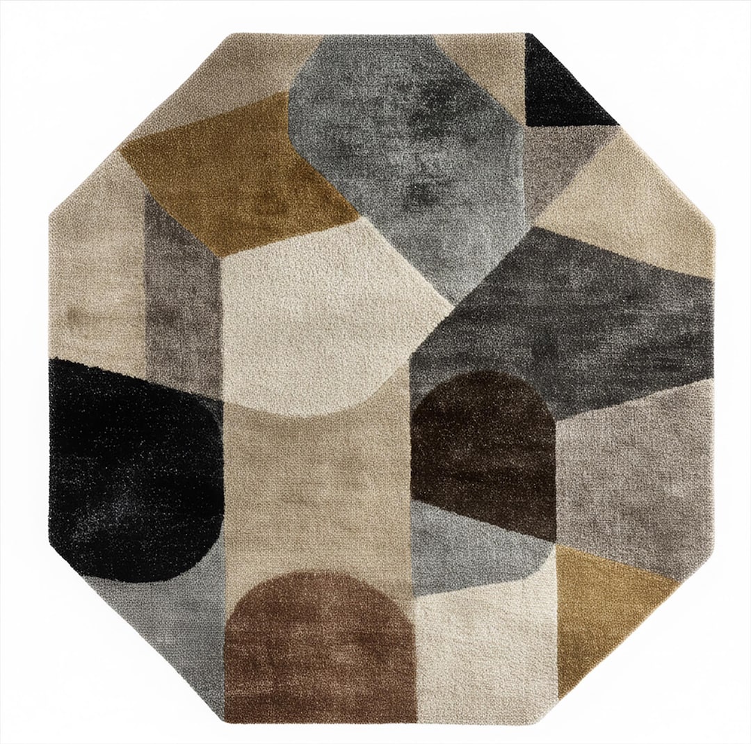 Hand-tufted Wool Octagon Rug – Geometric Abstract Neutral Area Rug - Etsy