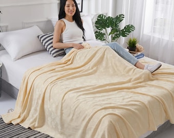 100% Bambusfaser-Blumensommerdecke, leichter atmungsaktiver Quiltüberwurf, weich kühlende Bettdecke, heißer Schläferüberwurf, Couch-Reisebettwäsche