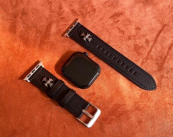 Handmade Gothic Cross Genuine Leather Apple Watch Band