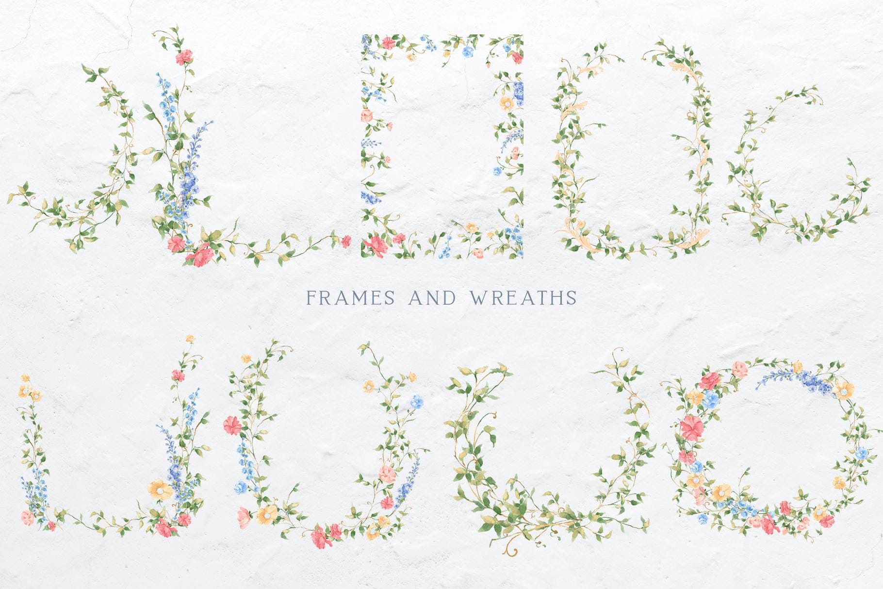 Hand Painted Watercolor Floral Wreath Clipart, Spring Wildflowers ...