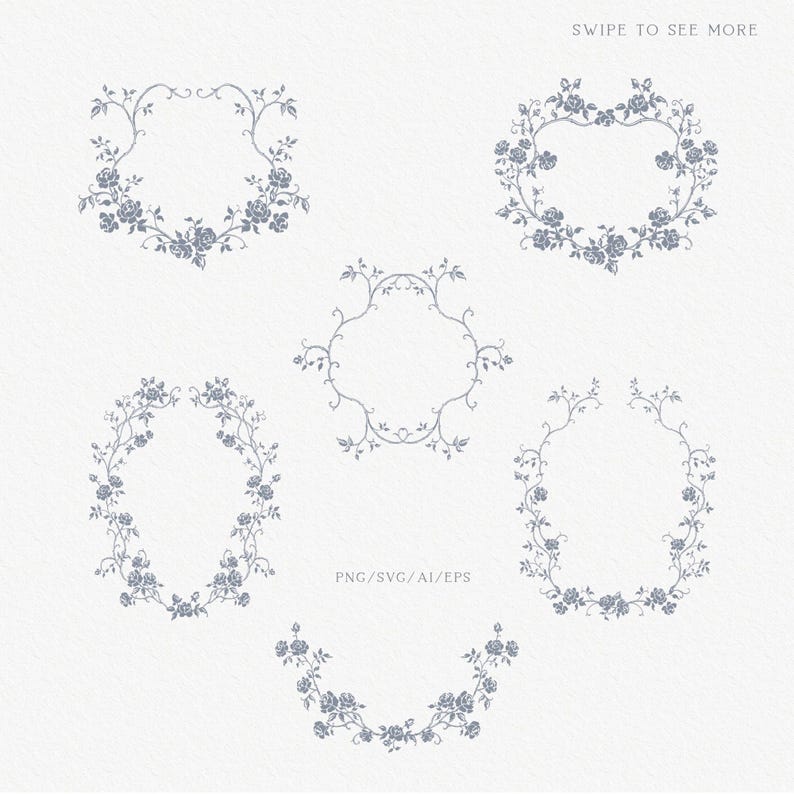 Buy Floral Rose Clipart Elements, Borders, Crests, Stationery Branding ...
