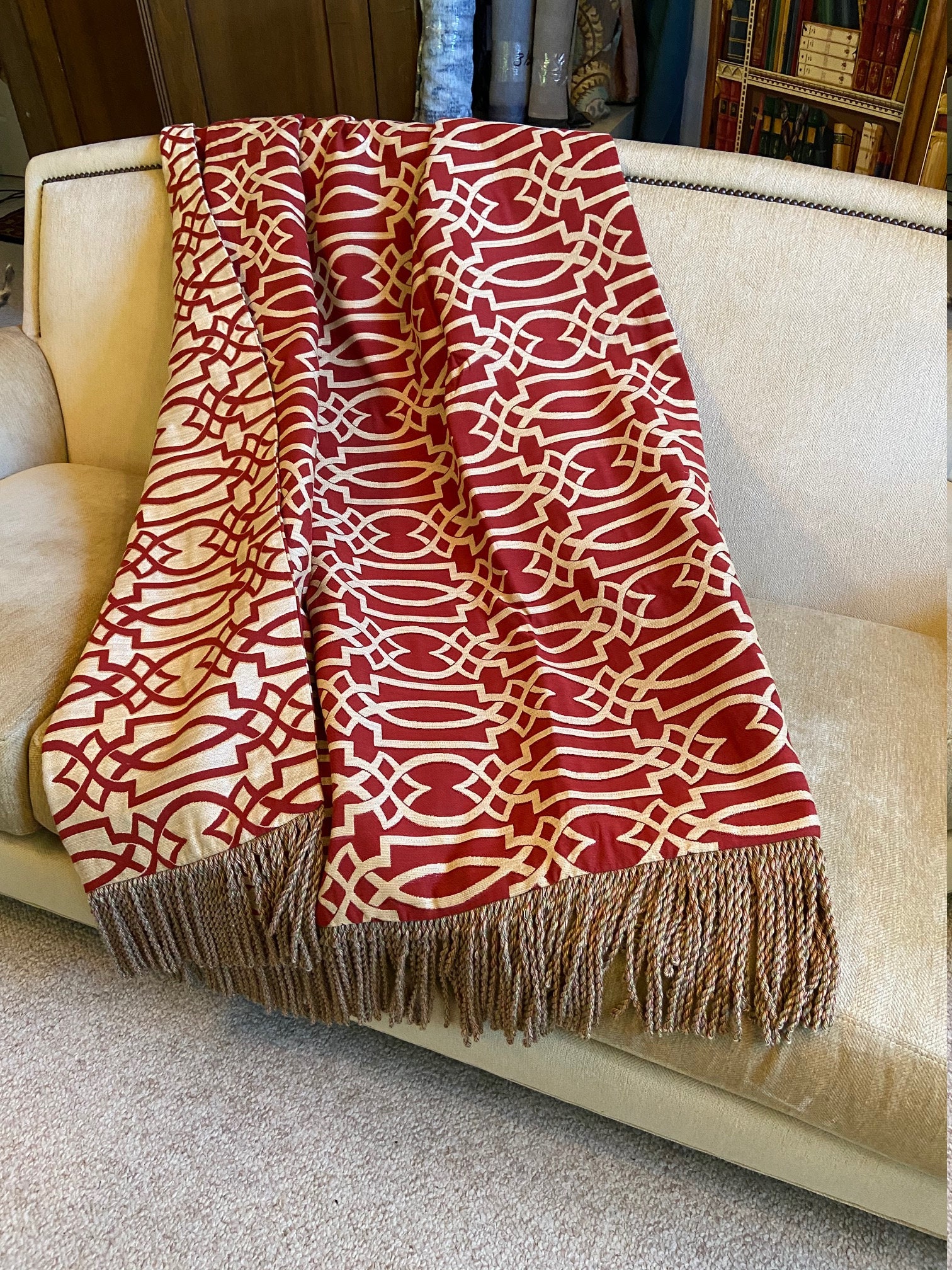 Red White Geometric Throw Blanket Medium Weight Contemporary Etsy Norway