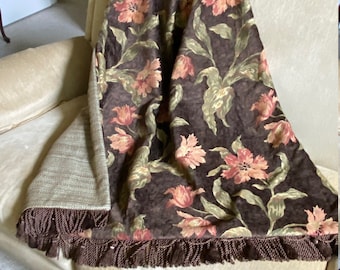 Floral Tapestry Throw Blanket, Old World Decor,  Elegant Upscale Home, Formal Traditional Design, Special Gift for Her, Home Furnishings