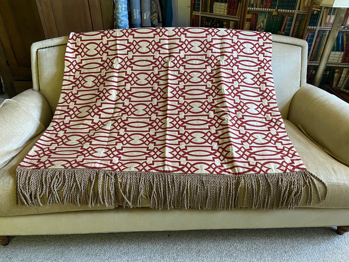 Red White Geometric Throw Blanket Medium Weight Contemporary Etsy