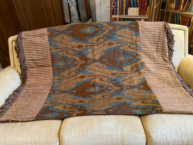 Brown Throw Blanket Custom Three Fabric Tapestry Throw Etsy