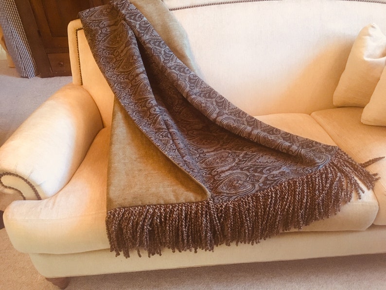 Classic Charcoal Gray Throw Blanket Heavy Weight Paisley Etsy