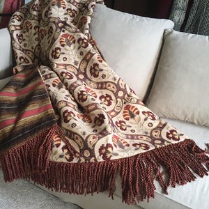 Turkish Throw Blanket, Fall Autumn Decor, Heavy Throws, Warm Tapestry Bedding, Old World Design, European Chic Fabrics