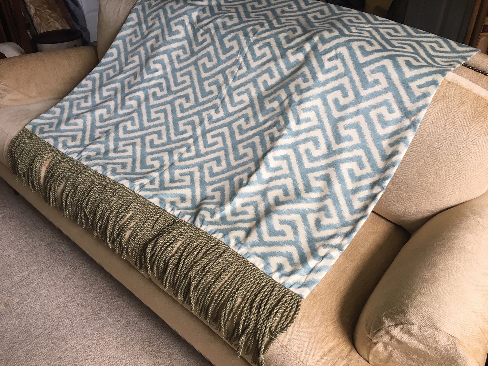 Blue Geometric Throw Blanket Decorative Light Weight Etsy