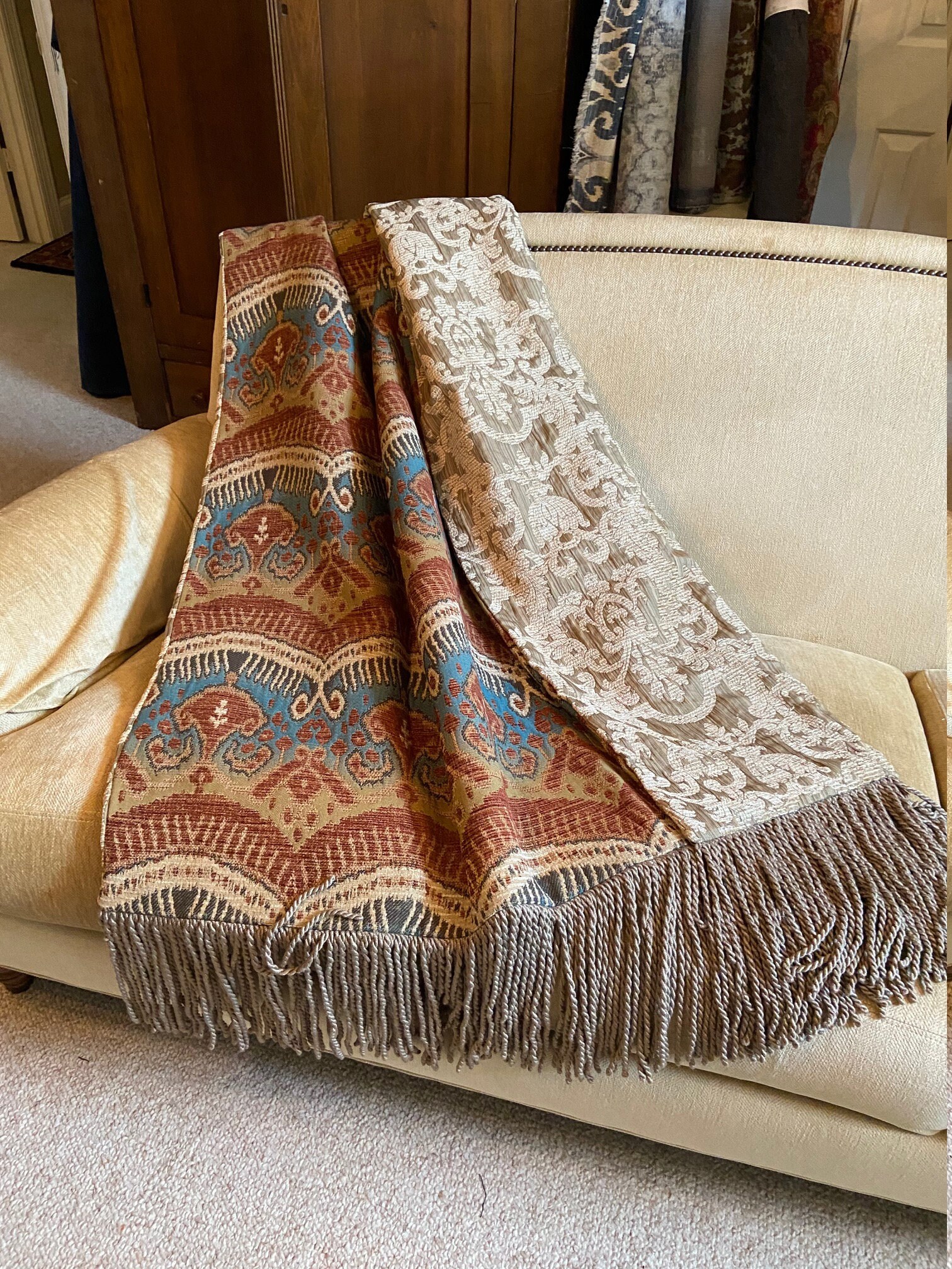 Ikat Moroccan Throw Blanket Plush Heavy Throws Designer | Etsy