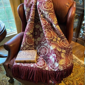 Burgundy and gold throw blanket sale