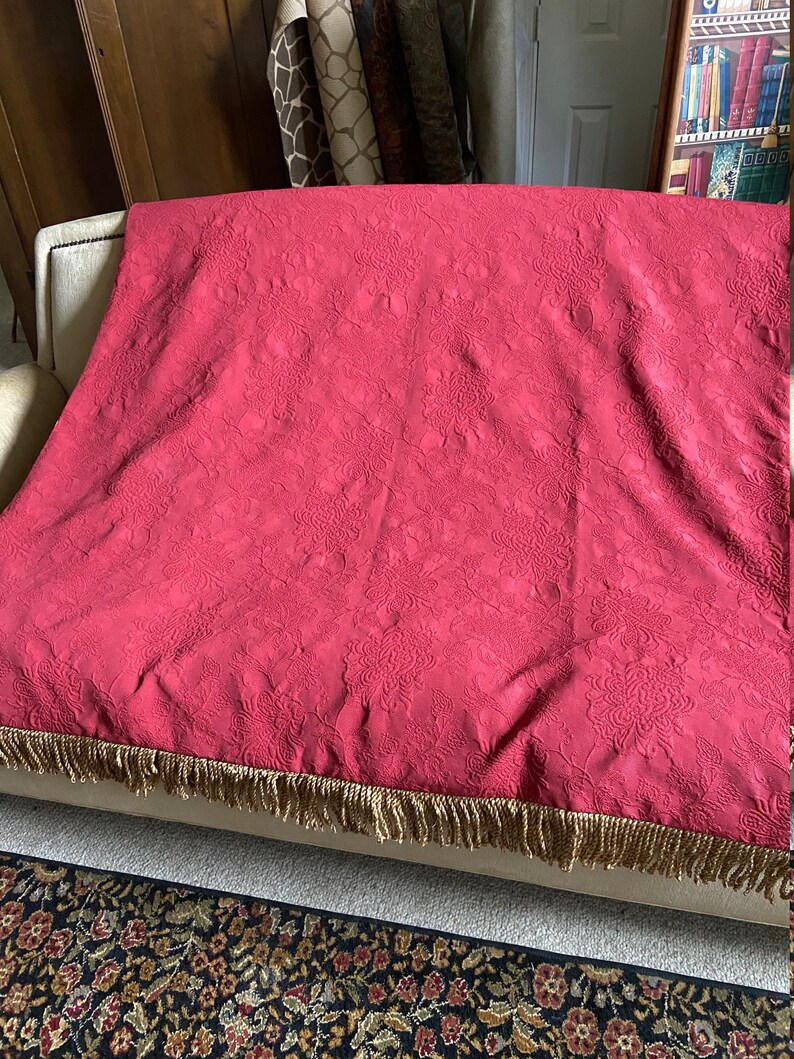 Red Tapestry Throw Blanket Damask Designer Throw Reversible Etsy