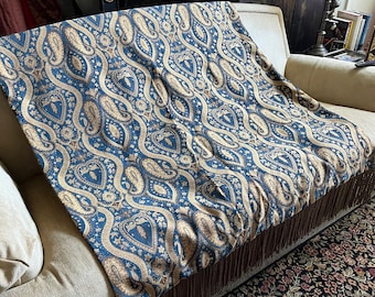 Royal Blue Paisley Throw Blanket, Elegant Home Decor, Decorative Oversized Throw, Urban Chic Design, Unique Upscale Gift, Bed Runner OOAK