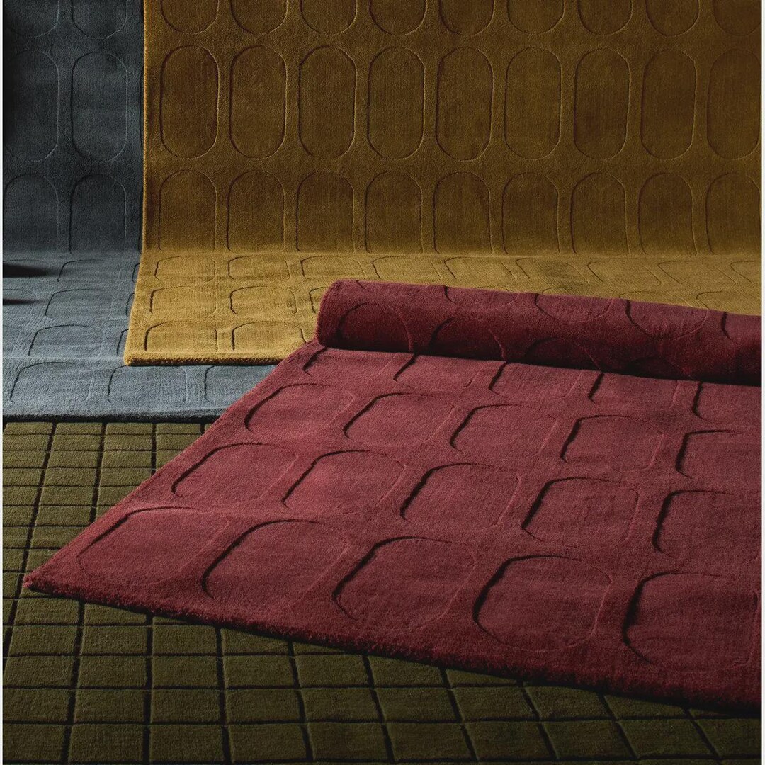 Red Tuft Rug Hand Tufted Red Wool Rug, Modern High Low Geometric Carpet, Luxury Deep ...