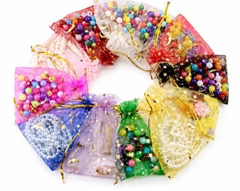 Moon & Stars Organza Drawstring Bags: Set of 50Pcs