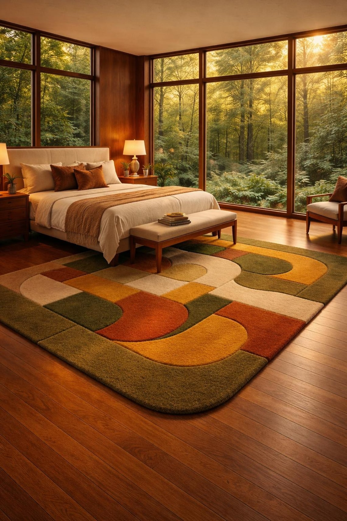 Hand-tufted Wool Rug – Mid-century Modern Geometric Carpet, 8x10 - Etsy