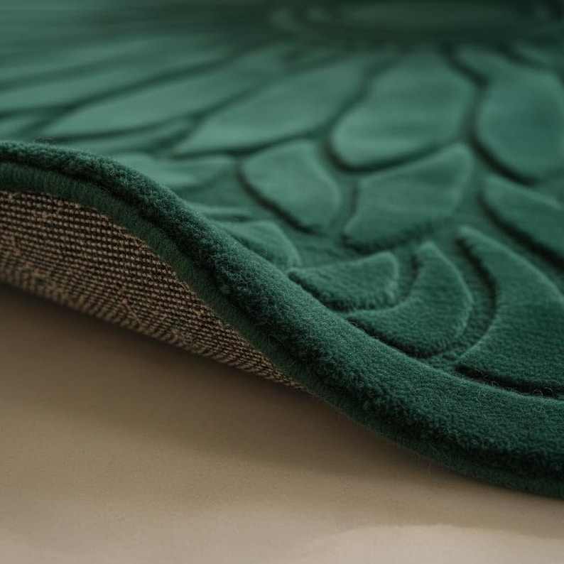 Round Hand Tufted Wool Rug – Green Floral Area Rug 5x5 6x6 8x8 Modern ...