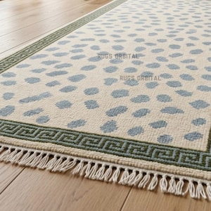 Green Ivory Modern Oushak Runner Rug, Long Hand Knotted Wool Hallway Runner, Turkish Vintage Kitchen Runner, Entryway Carpet, 2x10 2x12 3x10