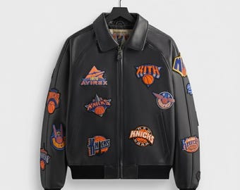 Kith AVIREX New York Knicks Kunstleder Varsity Jacke