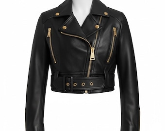 Ladies Cropped Sheep Leather Jacket Genuine Leather Short Fit Women Fashion Outerwear