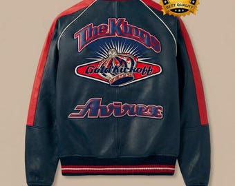 Avirex The Kings Jacket Leren bomberjack Vintage Varsity Biker Streetwear herenjas