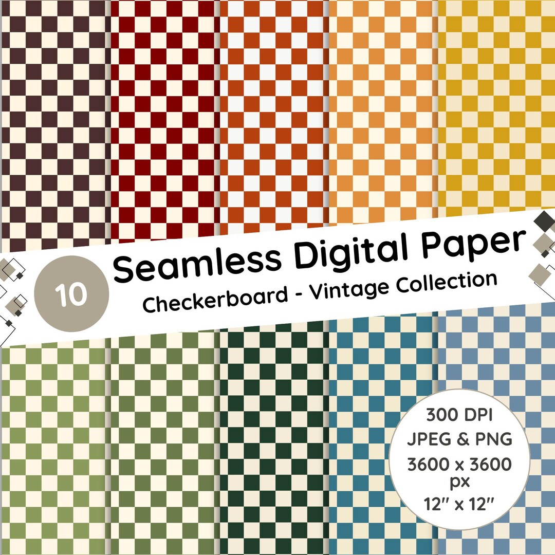 Vintage Country Checkerboard Digital Paper, Seamless Farmhouse Checks ...