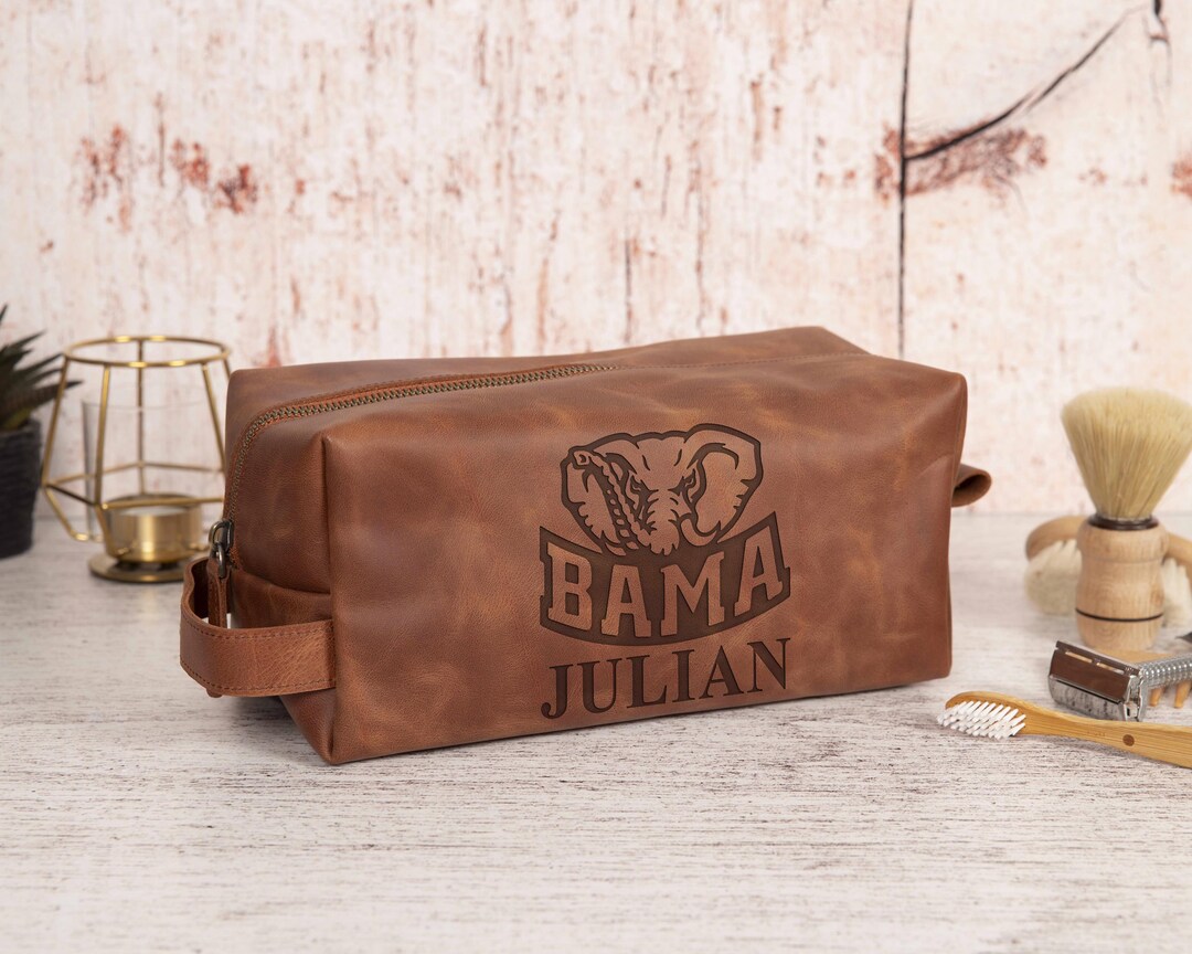 Engraved Alabama Leather Dopp Kit - Football Fan Travel Bag - Etsy