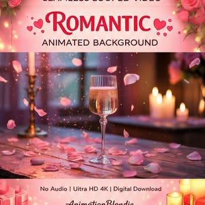 Romantic Champagne Valentine's Day Animated Background 4K Digital Download | Vtuber Background Loop | VA07