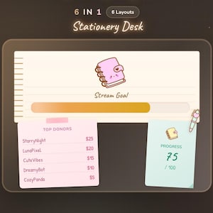 Stream Widget - Stationery Desk Theme | Compatible with Youtube, Twitch, OBS, Streamelements, Streamlabs Desktop Progress Bar
