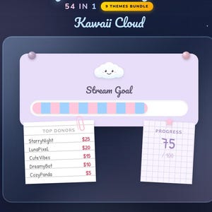 TwitchGoal Widget Bundle - 9 Kawaii Themes in 1 | Twitch & Youtube | Streamelemente OBS | Overlay für den Fortschrittsbalken