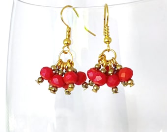 Handmade Pink and Gold Cluster Tassel Earrings