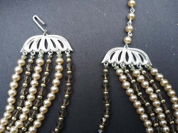 Vintage Japan Faux Pearl and Gray 6 Strand Neckla… - image 3