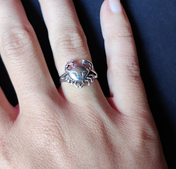 Sterling Silver Zodiac Cancer Crab Ring - image 9