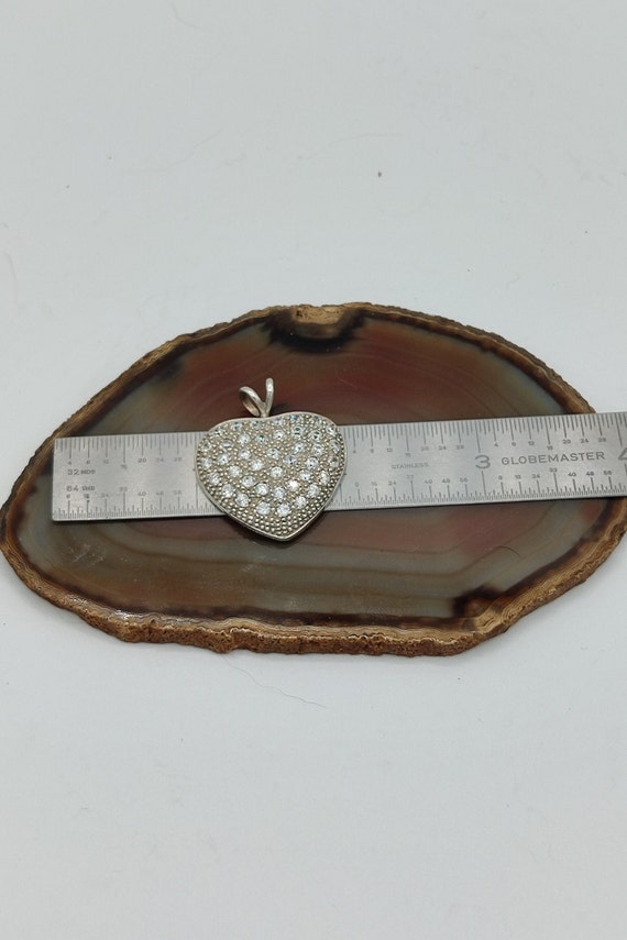 Silver Sparkle Heart Pendant Classic Vintage Ster… - image 6