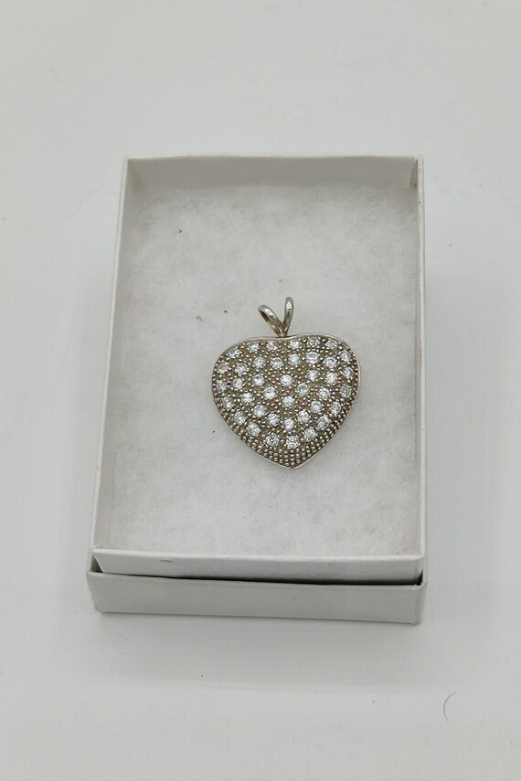 Silver Sparkle Heart Pendant Classic Vintage Ster… - image 4