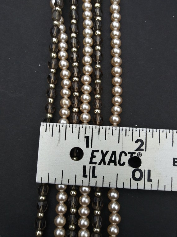 Vintage Japan Faux Pearl and Gray 6 Strand Neckla… - image 8