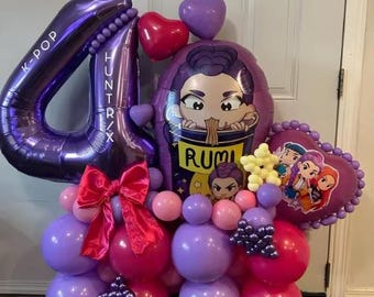 Globo de cumpleaños de cazadores de demonios K-Pop / Decoración de fiesta Kawaii / Decoración Kpop para niñas