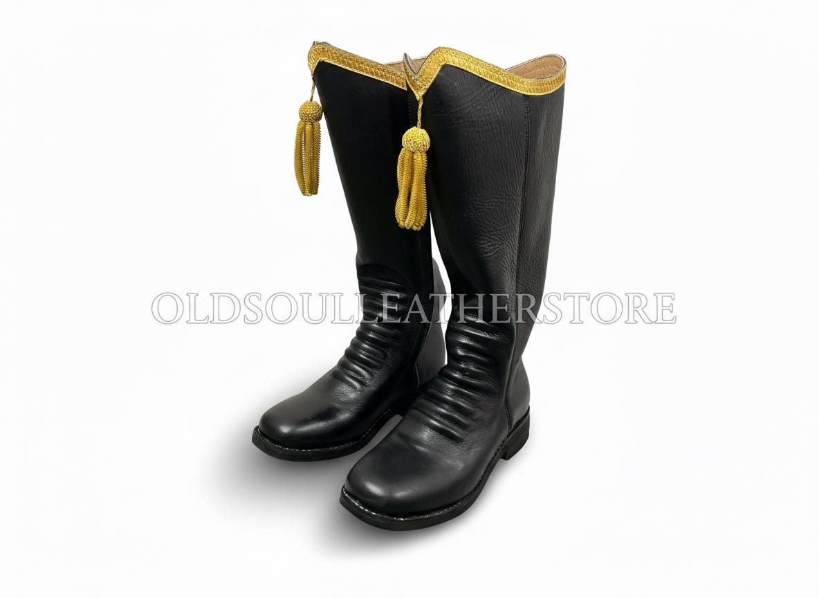 Bottes Boutonnées En Cuir Noir Des Années 1890 - Vintage, état D'origine