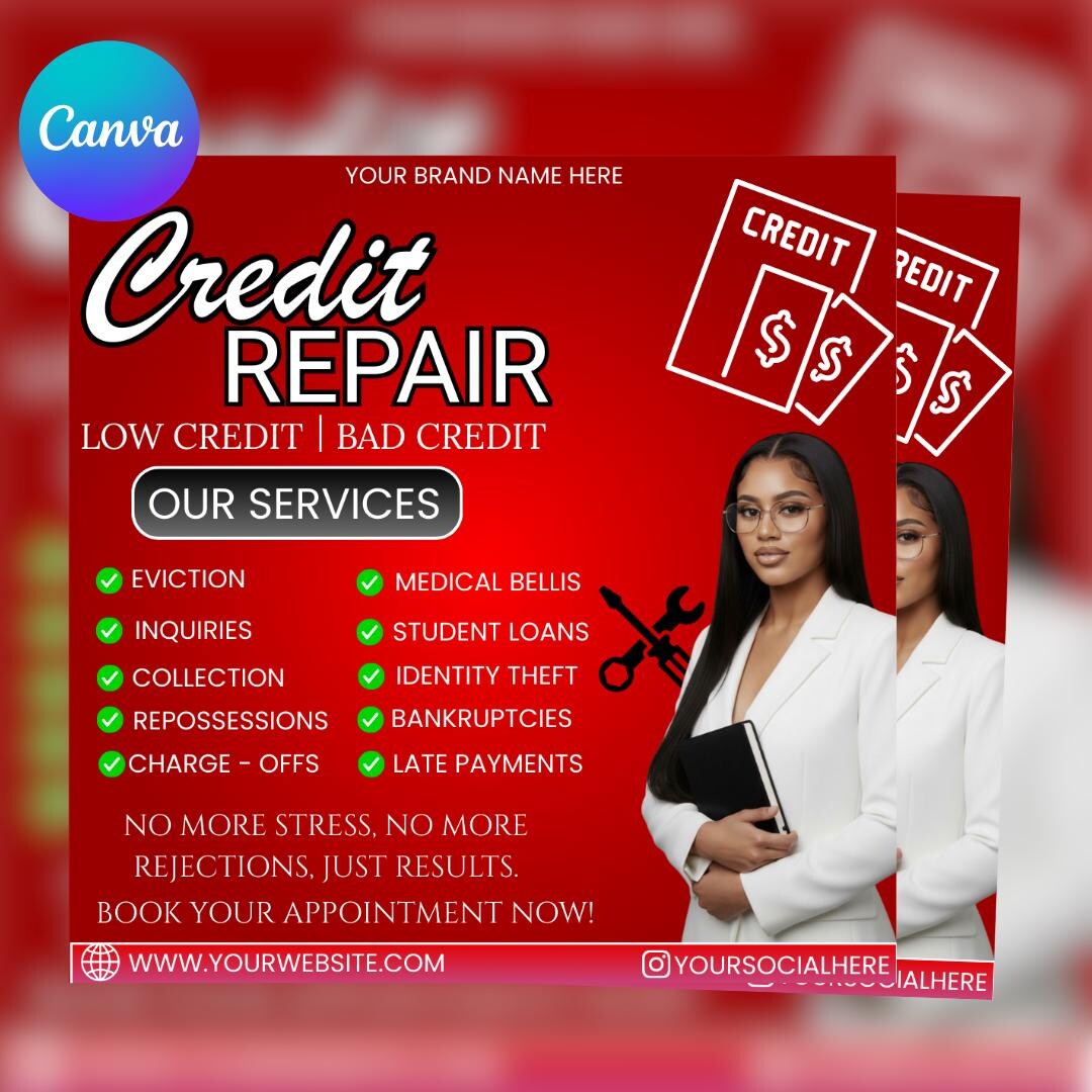 Credit Repair Instagram Post Template, Canva Editable (digital Download ...