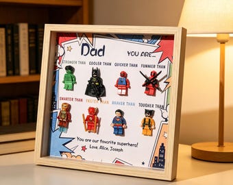 Marco personalizado para papá, marco de Star Wars para papá, regalo del Día del Padre 2026, regalo para el abuelo, caja de sombra de madera y Wanlut a color.