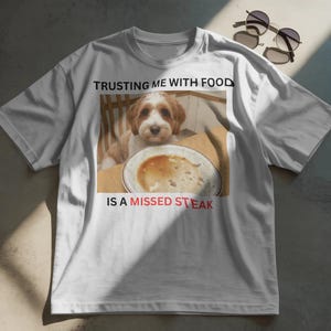 Cavapoo Missed Steak Shirt Guilty Dog Food Thief Meme Tee Funny Dog Pun T-Shirt Cute Pet Lover Gift