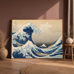 Great Wave Wall Art, Japanese Wave Canvas Print, Hokusai Wall Decor, Ocean Artwork, Coastal Living Room Decor, Vintage Japanese Art