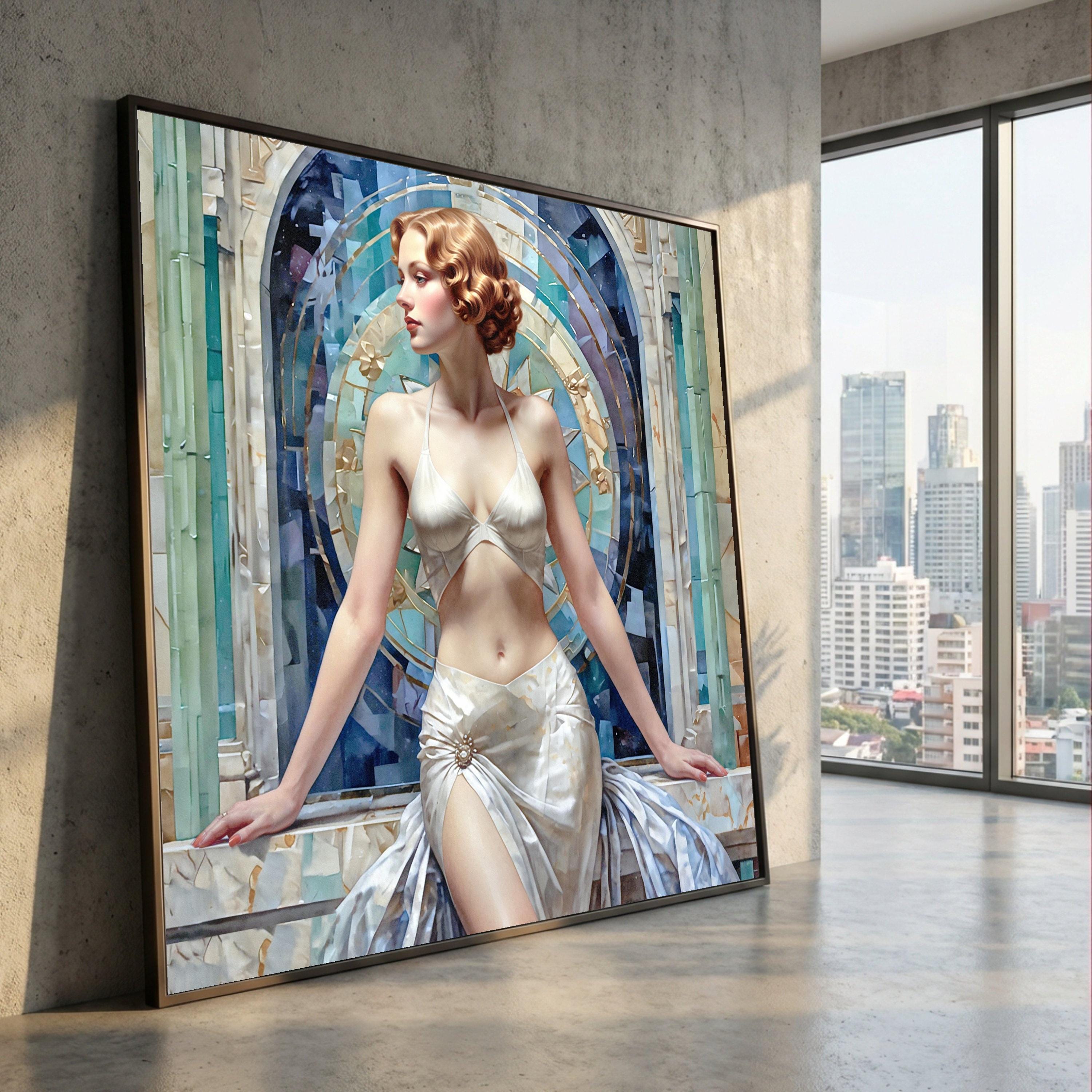 Elegant Art Deco Woman, Vintage Glamour Canvas, 1920s Style Wall Art ...