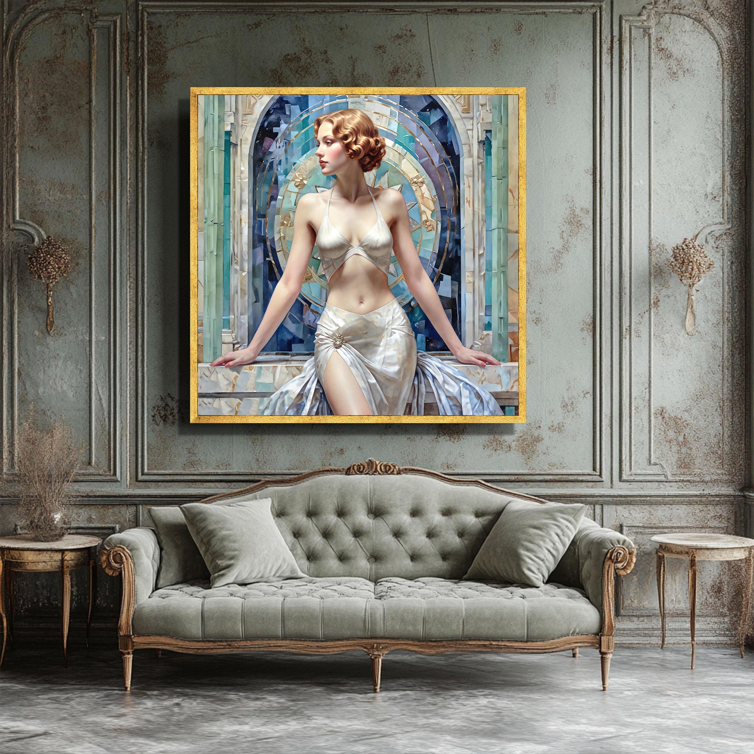 Elegant Art Deco Woman, Vintage Glamour Canvas, 1920s Style Wall Art ...