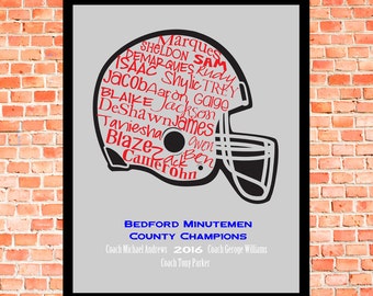 Custom Football Helmet | Typography | Personalized | Word Art | Wall Art | Coach Gift | Player Gift | Team Gift | Football