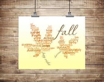 PRINTABLE Fall Typography Art | Printable Fall Art | Instant Download | Fall Art Print | Fall Decorations | Fall Art | Leaves Word Art