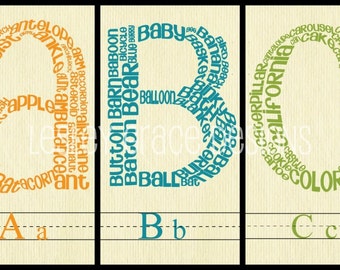 ABC Prints, Typography Art, 8x10 digital prints