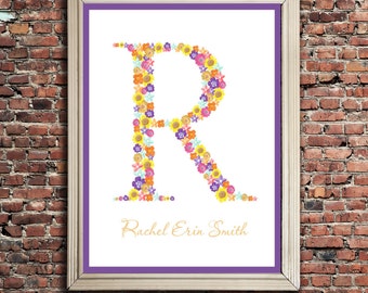 Children's Custom Monogram, Typography Art, 11x14 digital print