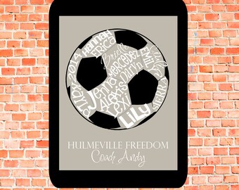 Custom Soccer Design | Typography | Personalized | Word Art | Wall Art | Coach Gift | Team Gift | 8x10 Print